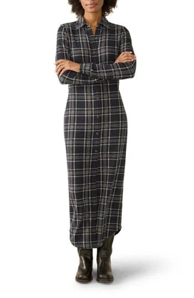Faherty Legend Plaid Long Sleeve Shirtdress In Black
