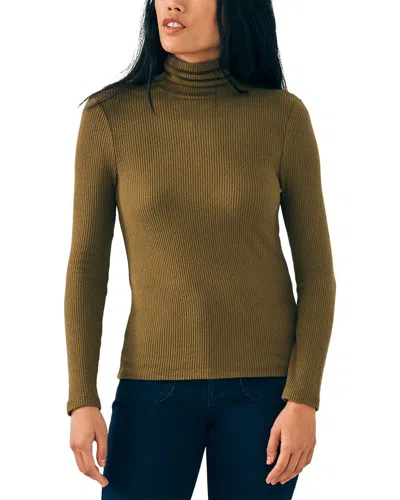 Faherty Legend Ribbed Turtleneck Top In Green