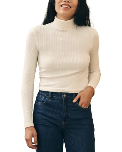 Faherty Legend Ribbed Turtleneck Top In Neutral