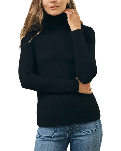 Faherty Legend Ribbed Turtleneck Top In Blue