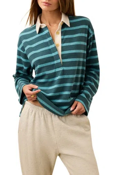 Faherty Legend Rugby Stripe Sweater In Blue