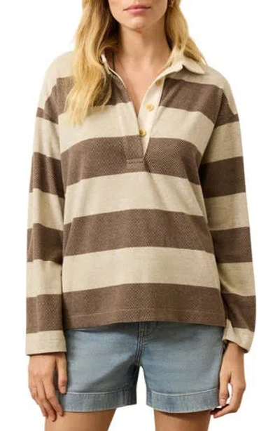 Faherty Legend Rugby Stripe Sweater In Brown