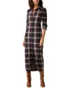 Faherty Legend Sweater Maxi Dress Middlecreek Moon Plaid In Burgundy