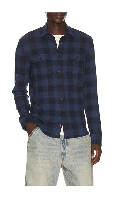 Faherty Legend Sweater Shirt In Alpine River Buffalo