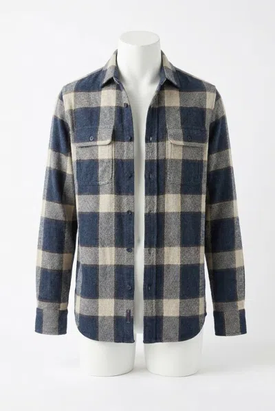 Faherty Legend Sweater Shirt In Navy Cloud Plaid In Multi