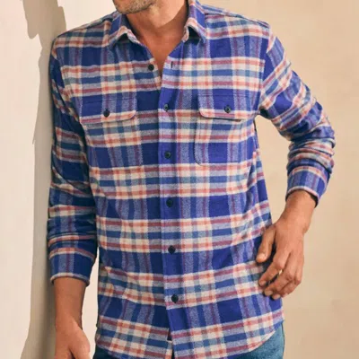 Faherty Legend Sweater Shirt In Navy Skyline Plaid In Blue