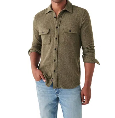 Faherty Legend Sweater Shirt In Olive Melange Twill In Green