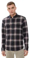 Faherty Legend Sweater Shirt Storm Ombre Plaid In Black