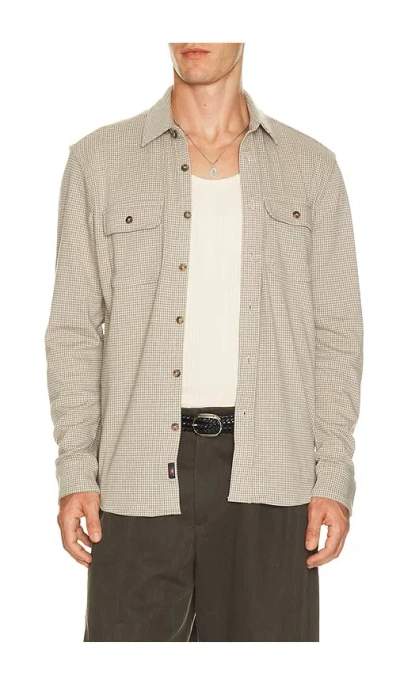 Faherty Legend Sweater Shirt In Taupe Brown Pincheck