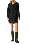 Faherty Legent Quarter Zip Long Sleeve Minidress In Heathered Black Twill