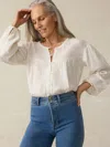Faherty Lena Top In Egret