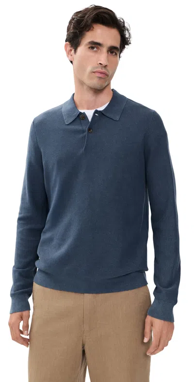 Faherty Lightweight Sunwashed Sweater Polo Blue Nights