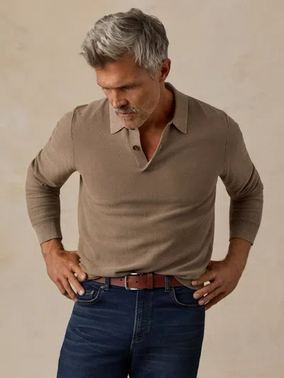 Faherty Lightweight Sunwashed Sweater Polo In Timber