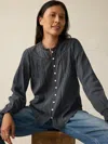 Faherty Lily Organic Cotton Button-up Shirt In Washed Black