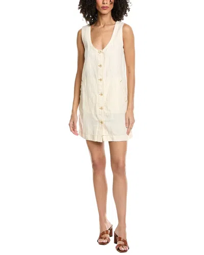 Faherty Linen-blend Denim Malibu Mini Dress In White
