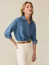 Faherty Linen Denim Oceanview Top In Coastal Cloud Wash