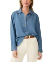 Faherty Linen Denim Oceanview Top In Costal Cloud Wash