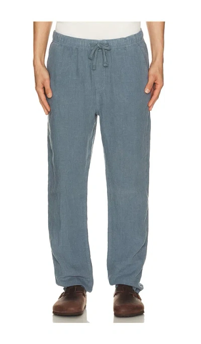 Faherty Linen Drawstring Pants In Blue