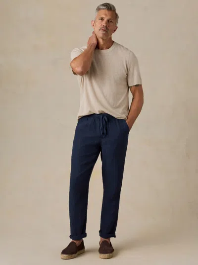 Faherty Linen Drawstring Pants In Blue
