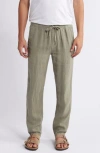 Faherty Linen Drawstring Pants In Canyon Olive