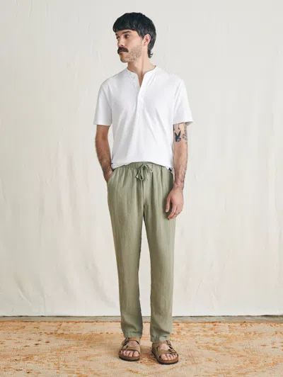 Faherty Linen Drawstring Pants In Canyon Olive