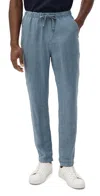 Faherty Linen Drawstring Pants Deep Marine In Blue