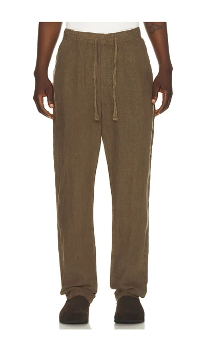 Faherty Linen Drawstring Pants In Brown