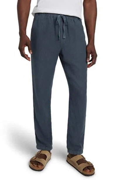 Faherty Linen Drawstring Pants In Look Out Navy