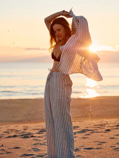 Faherty Linen Drawstring Pants In Oceanside Stripe