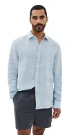Faherty Linen Laguna Shirt Light Blue Melange In Light Blue Melange