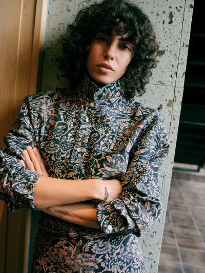 Faherty Linen Oversized Shirt In Shadowed Garden