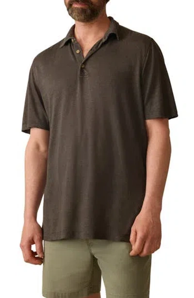 Faherty Linen Polo In Brown