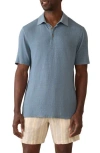 Faherty Linen Polo Shirt In Blue