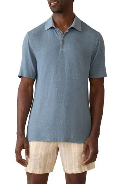 Faherty Linen Polo In Blue