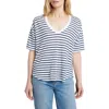Faherty Oceanside Linen V-neck T-shirt In Ahoy Stripe