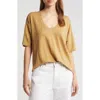 Faherty Linen V-neck T-shirt In Antique Bronze