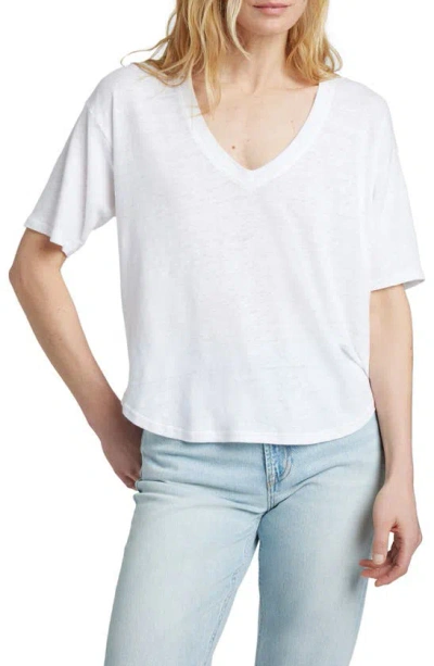 Faherty Linen V-neck T-shirt In White