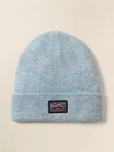 Faherty Logo Beanie In Montana Blue