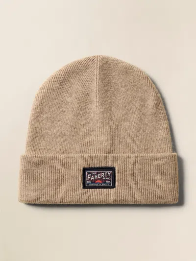 Faherty Logo Beanie In Oatmeal Heather
