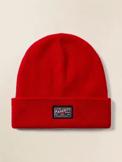 Faherty Logo Beanie In Red