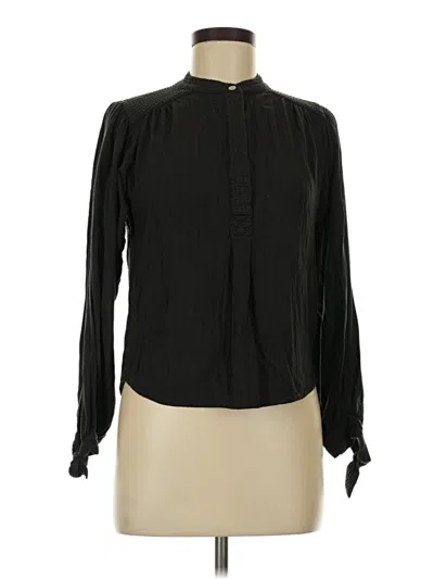 Pre-owned Faherty Long Sleeve Blouse In Black