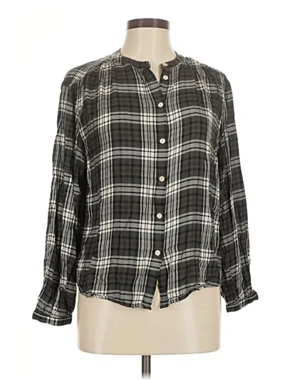 Pre-owned Faherty Long Sleeve Blouse In Black