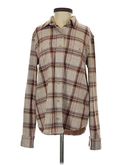 Pre-owned Faherty Long Sleeve Blouse In Brown