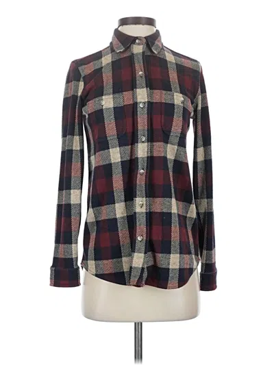 Pre-owned Faherty Long Sleeve Blouse In Burgundy