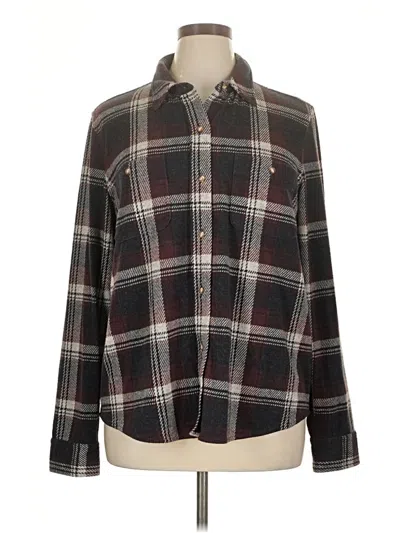 Pre-owned Faherty Long Sleeve Blouse In Burgundy