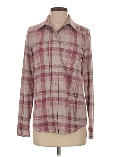 Pre-owned Faherty Long Sleeve Blouse In Burgundy
