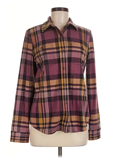 Pre-owned Faherty Long Sleeve Blouse In Burgundy