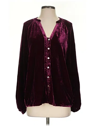 Pre-owned Faherty Long Sleeve Blouse In Burgundy