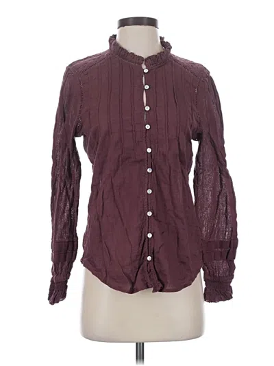 Pre-owned Faherty Long Sleeve Blouse In Burgundy