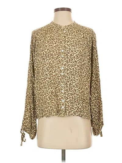 Pre-owned Faherty Long Sleeve Blouse In Gold